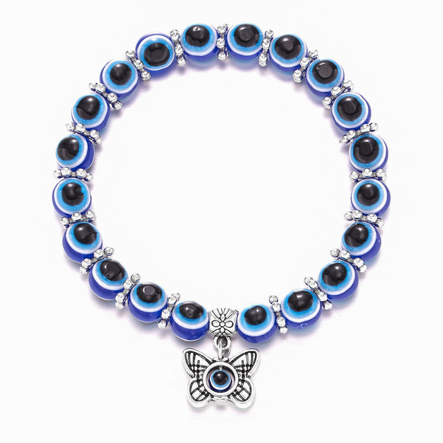 Evil Eye Beaded Bracelet with Charm - DARK MOON