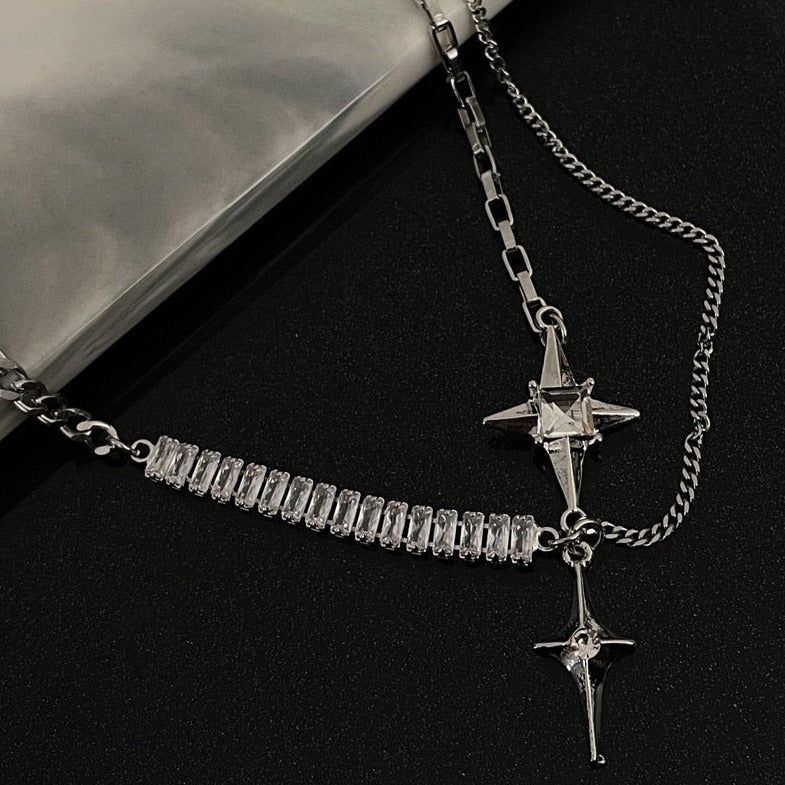 Sparkle Star Cross Necklace - DARK MOON