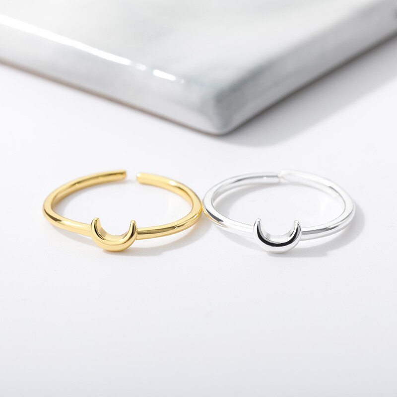 Simple Crescent Moon Ring - DARK MOON