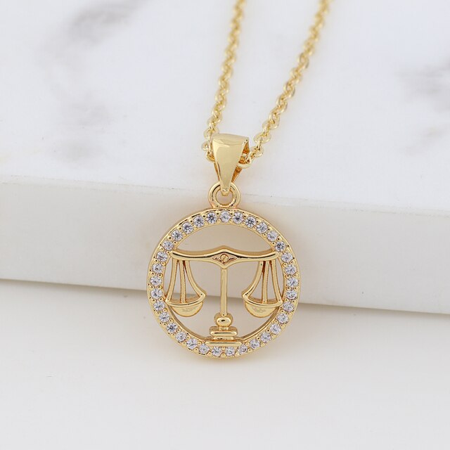 Round Zodiac Sign Necklace - DARK MOON