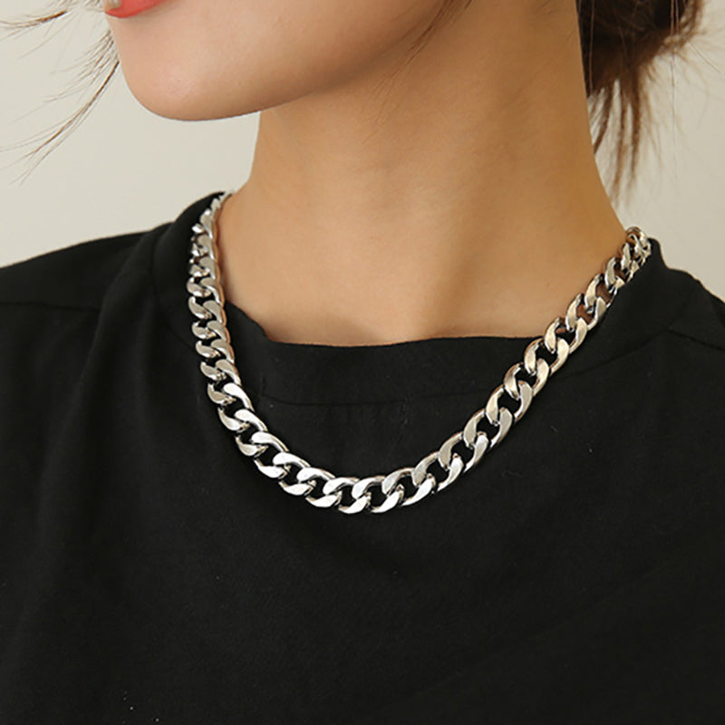 Stainless Steel Heavy Chain Necklace - DARK MOON