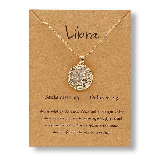 Zodiac Round Pendant Necklace - DARK MOON