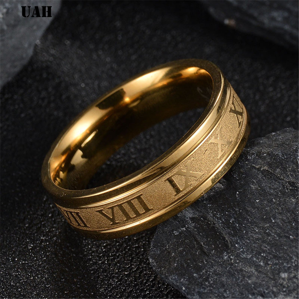 Roman Numerals Band Rings - DARK MOON