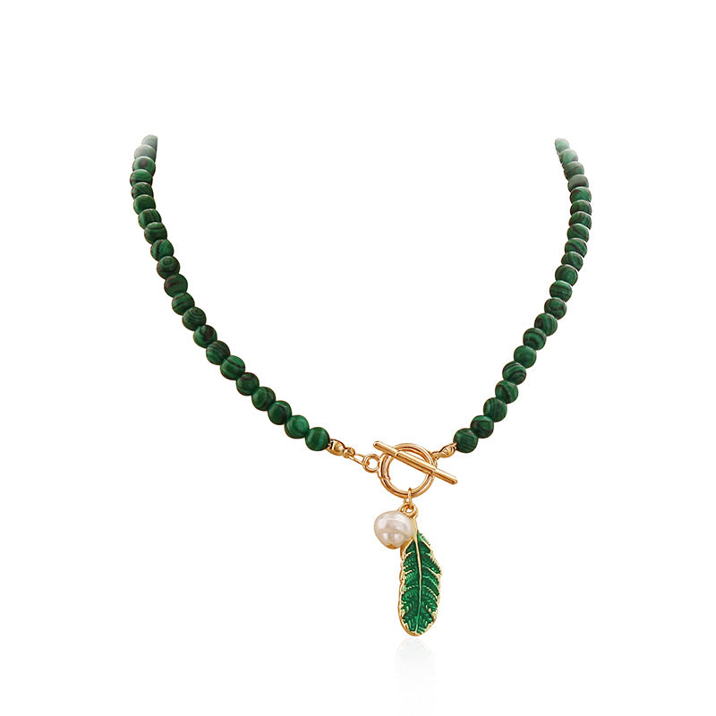 Malachite Pearl Necklace and Bracelet - DARK MOON