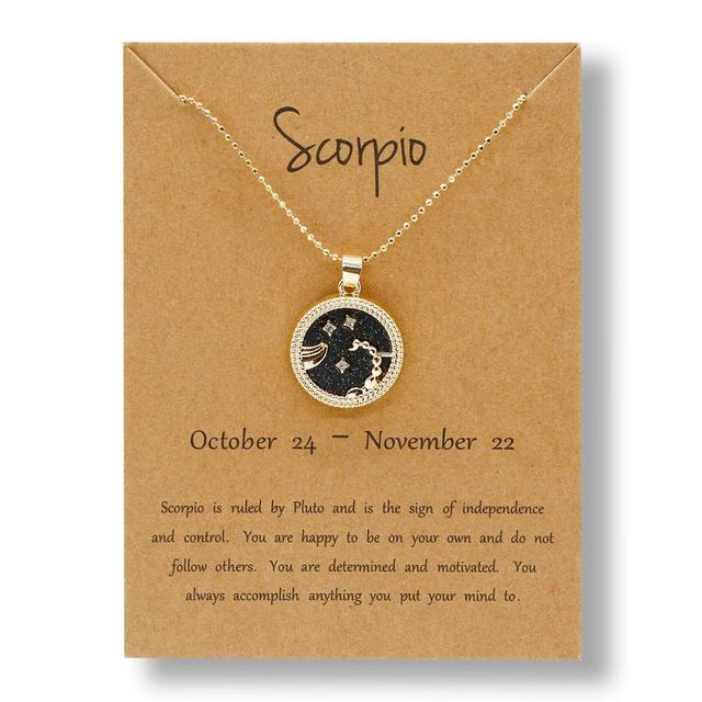 Zodiac Round Pendant Necklace - DARK MOON