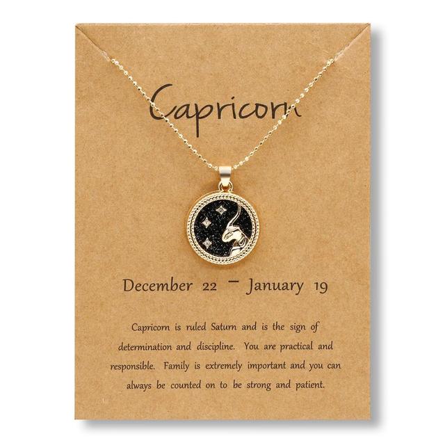 Zodiac Round Pendant Necklace - DARK MOON