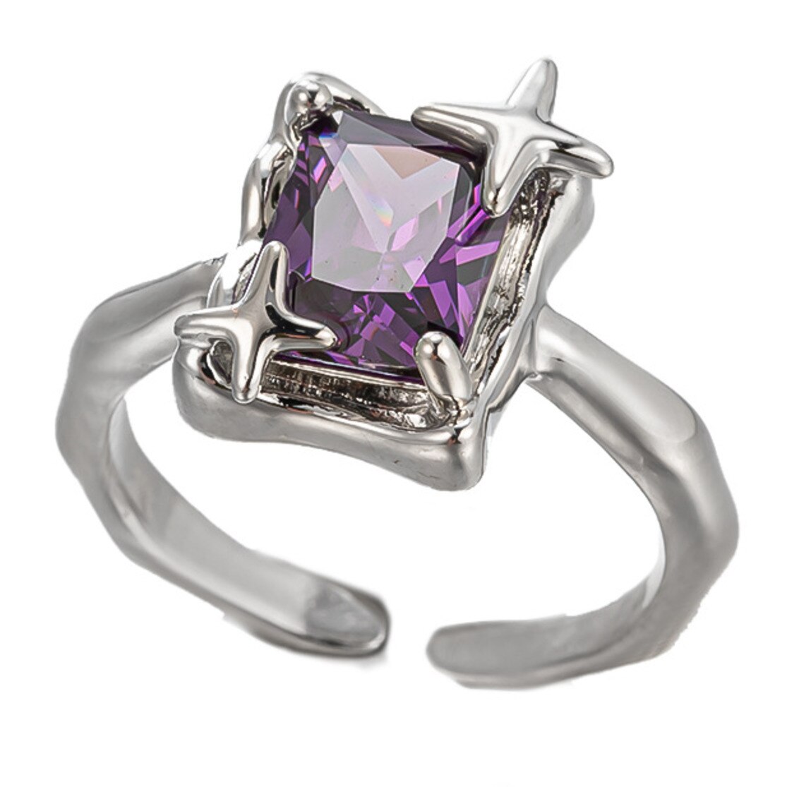 Purple Square Crystal Ring - DARK MOON