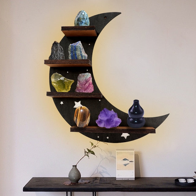 Wooden Crystal Storage Shelf - DARK MOON