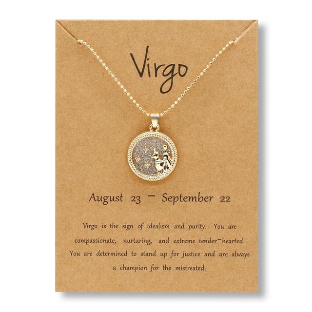 Zodiac Round Pendant Necklace - DARK MOON