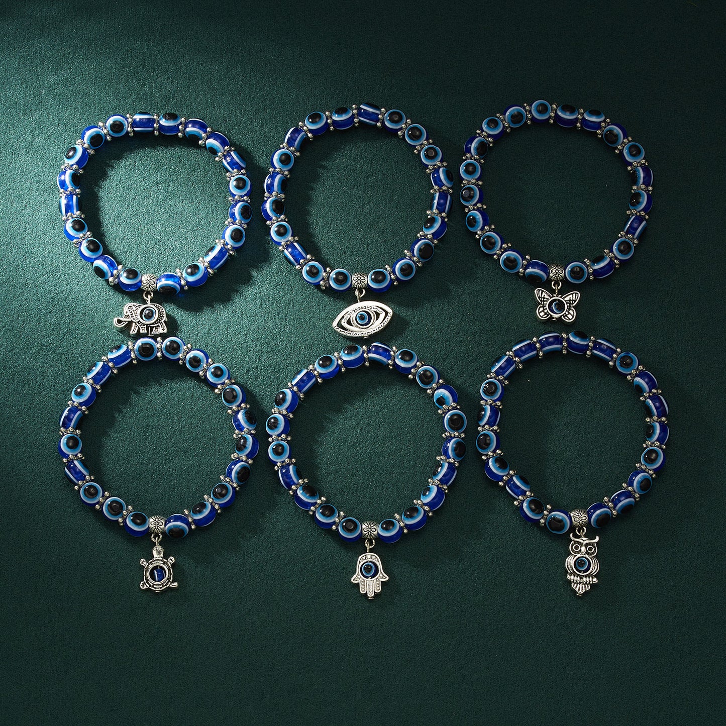 Evil Eye Beaded Bracelet with Charm - DARK MOON