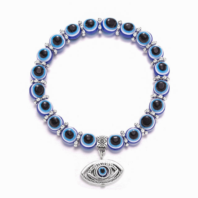 Evil Eye Beaded Bracelet with Charm - DARK MOON