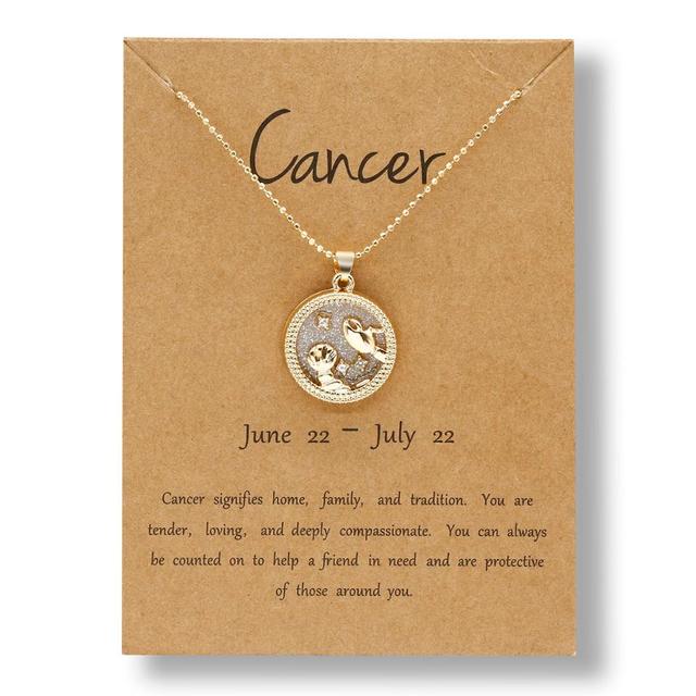 Zodiac Round Pendant Necklace - DARK MOON