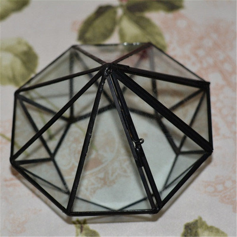 Diamond Shaped Glass Terrarium - DARK MOON