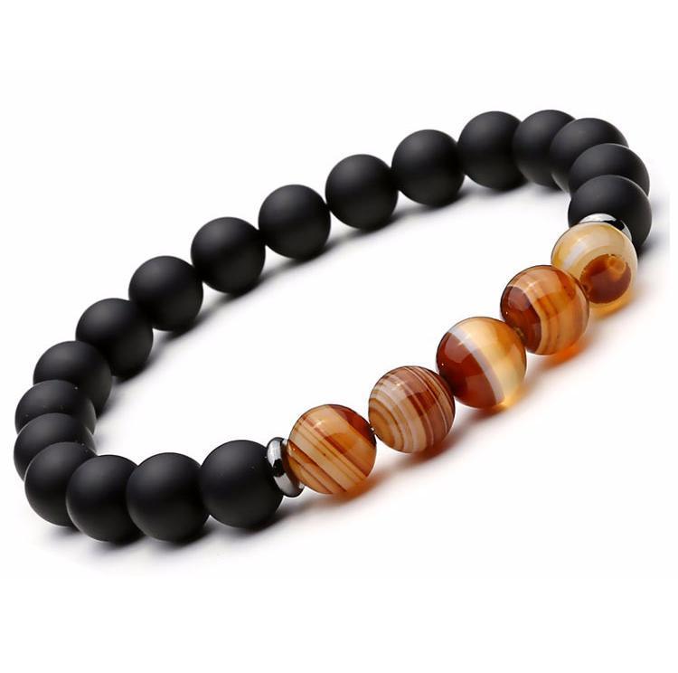 Hematite & Agate Protection Bracelet Set - DARK MOON