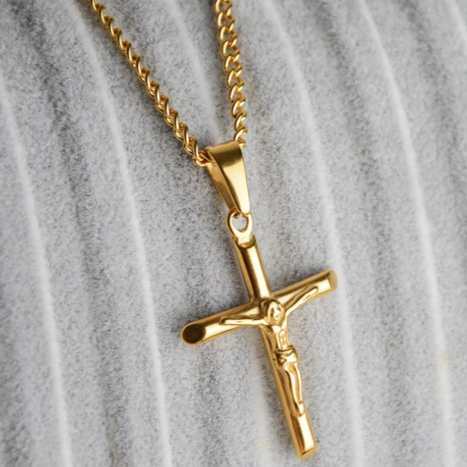 Gold Plated Crucifix Necklace - DARK MOON