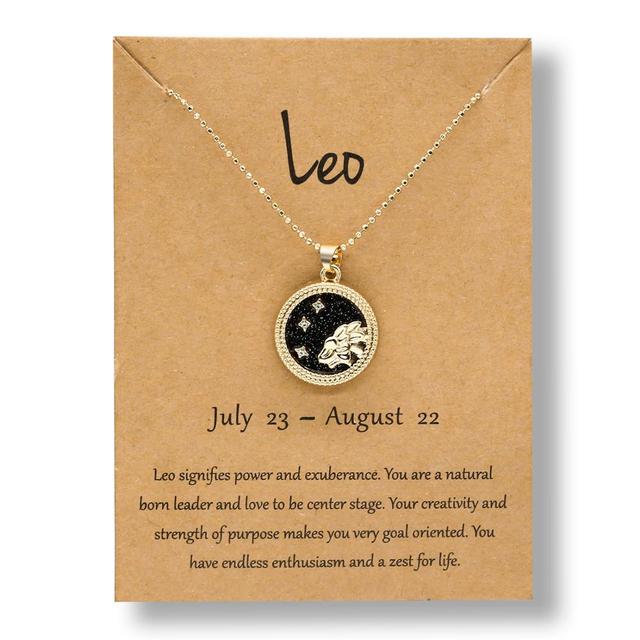 Zodiac Round Pendant Necklace - DARK MOON