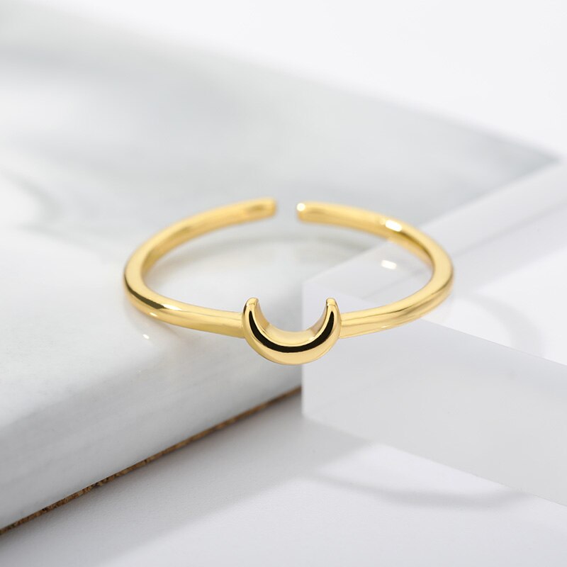 Simple Crescent Moon Ring - DARK MOON