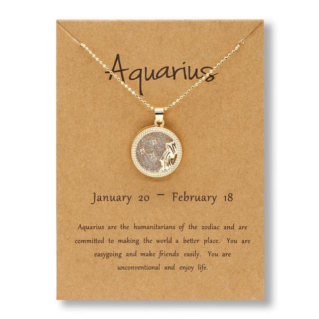 Zodiac Round Pendant Necklace - DARK MOON