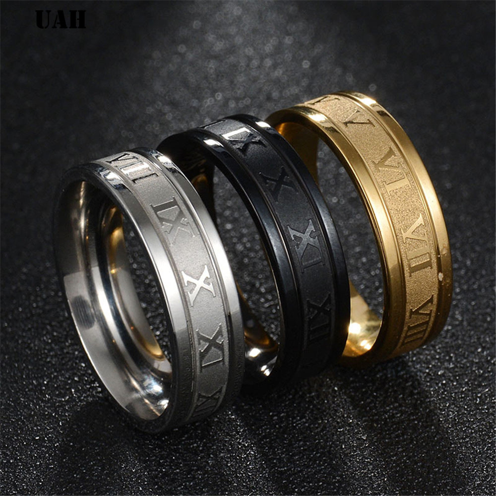 Roman Numerals Band Rings - DARK MOON