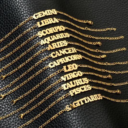 Zodiac Sign Word Bracelet - DARK MOON