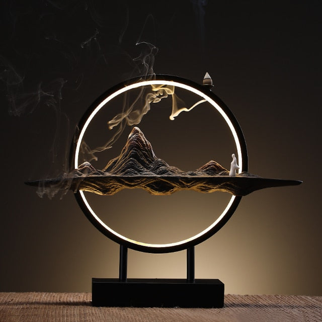 Mountain Range Backflow Incense Burner - DARK MOON