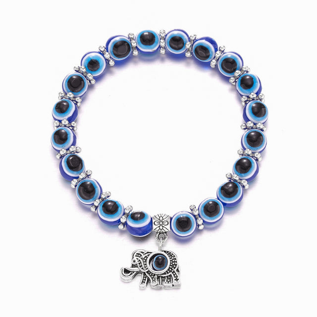 Evil Eye Beaded Bracelet with Charm - DARK MOON