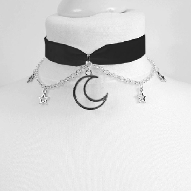 Crescent Moon Choker Necklace - DARK MOON