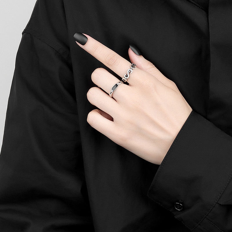 Modern Black Stone Ring - DARK MOON