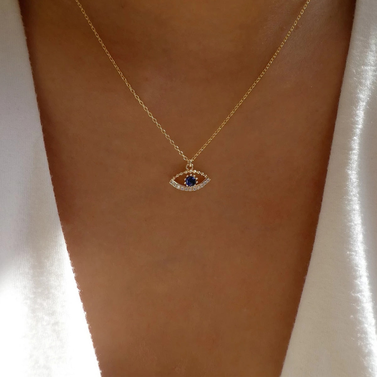 Dainty Evil Eye Necklace - DARK MOON