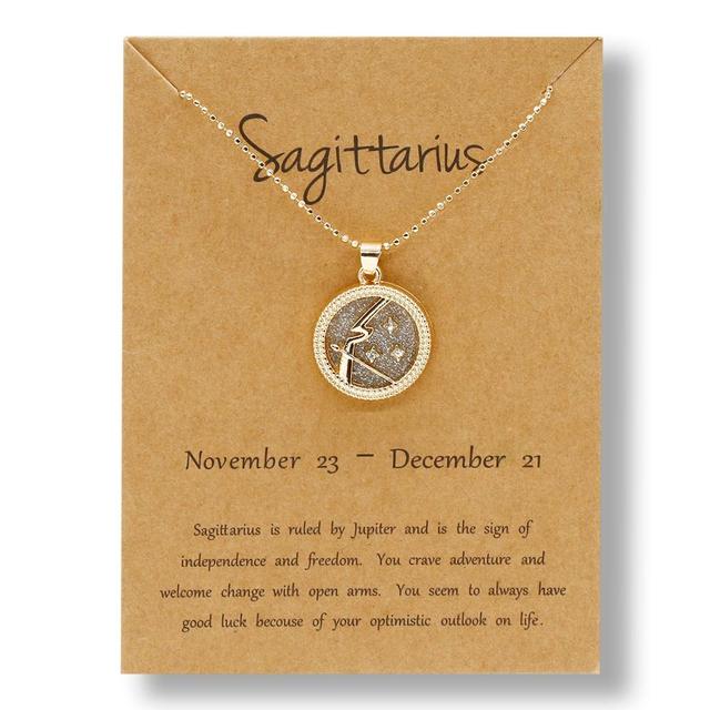 Zodiac Round Pendant Necklace - DARK MOON