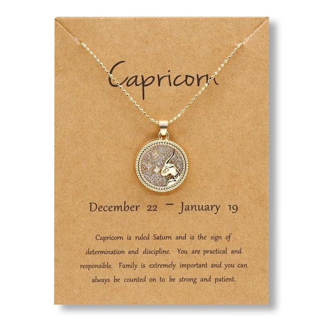 Zodiac Round Pendant Necklace - DARK MOON