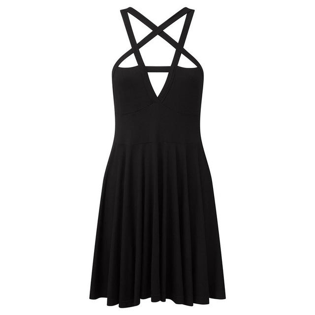 Pentagram Strap Mini Dress - DARK MOON