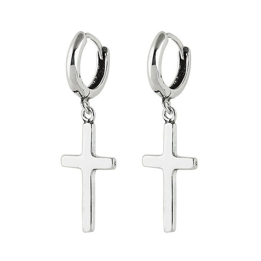 Sterling Silver Cross Stud Earrings - DARK MOON