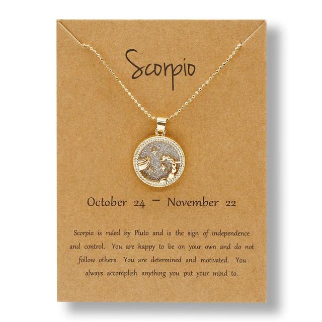 Zodiac Round Pendant Necklace - DARK MOON