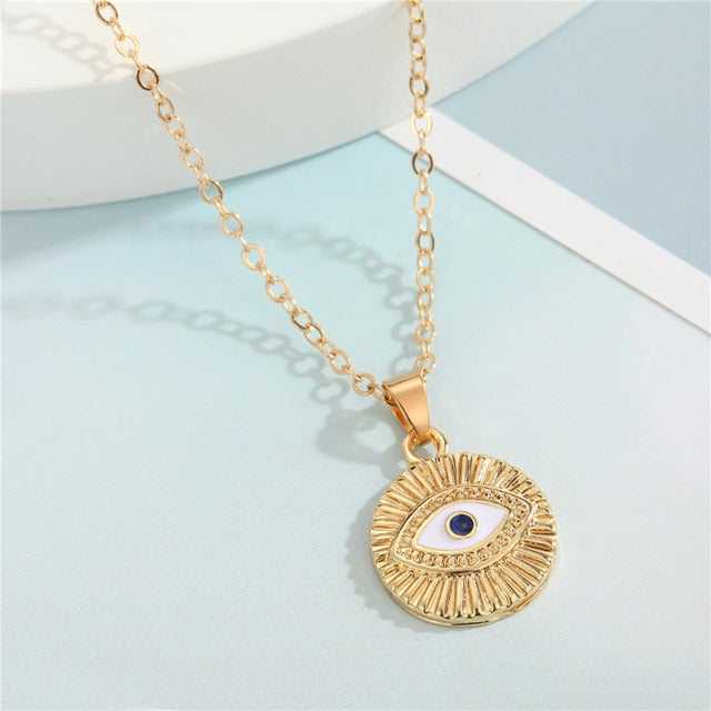 Crystal Evil Eye Necklace - DARK MOON