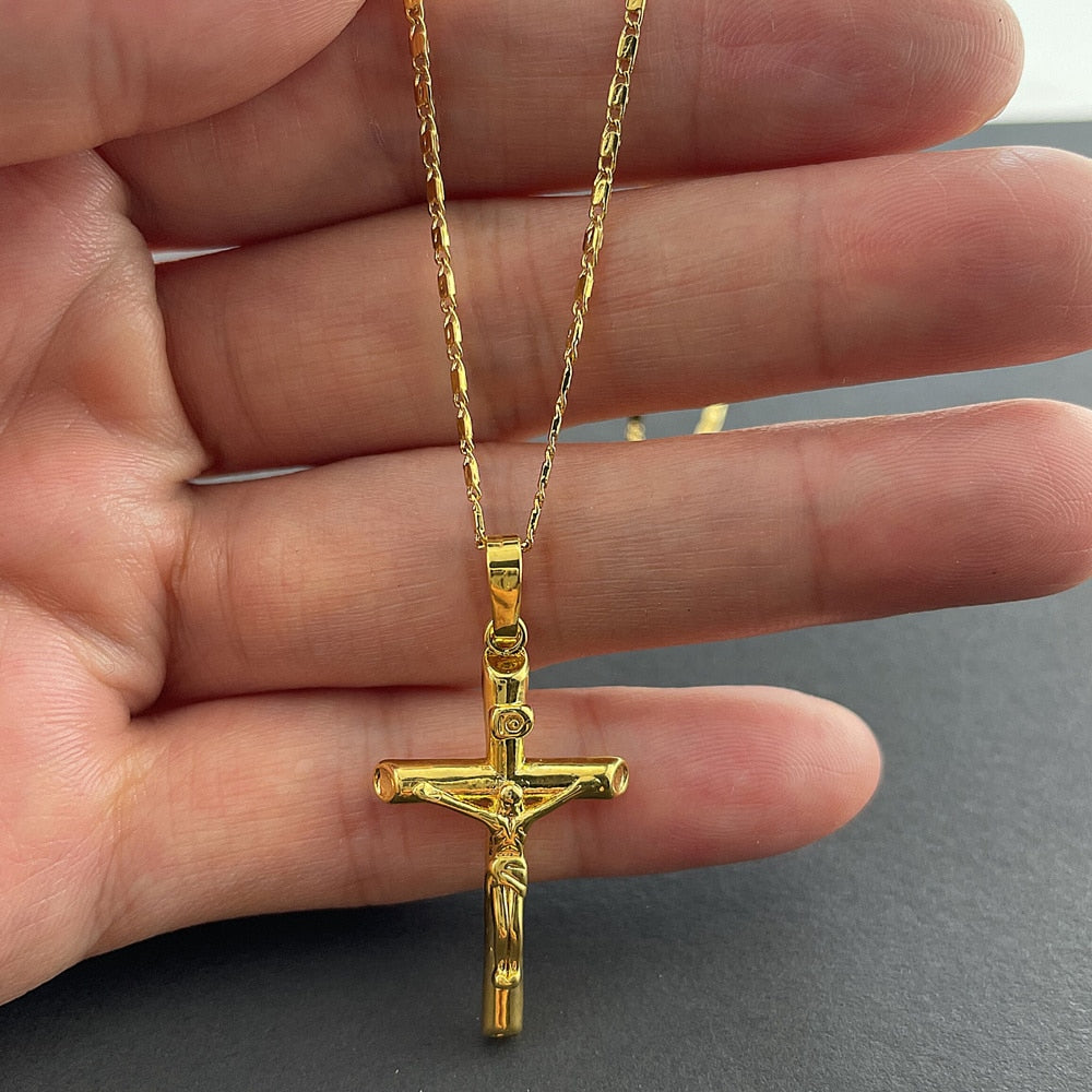 Gold Plated Crucifix Necklace - DARK MOON