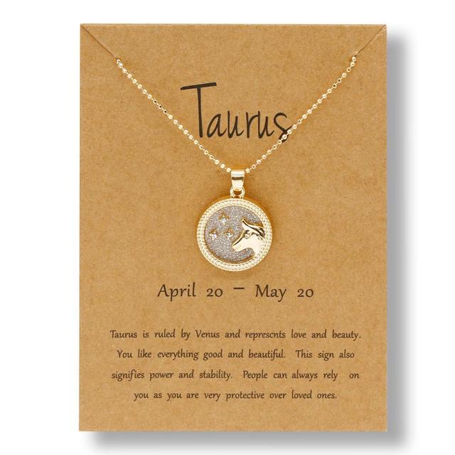 Zodiac Round Pendant Necklace - DARK MOON