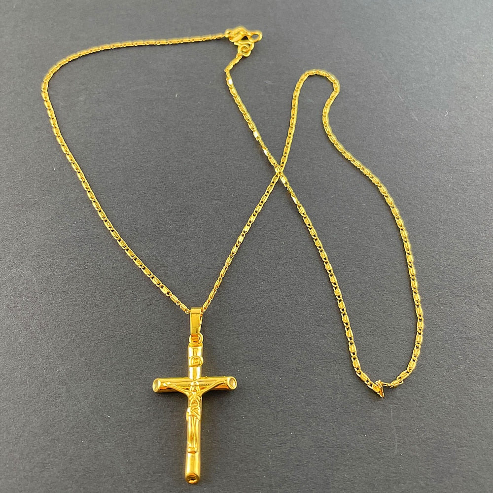 Gold Plated Crucifix Necklace - DARK MOON