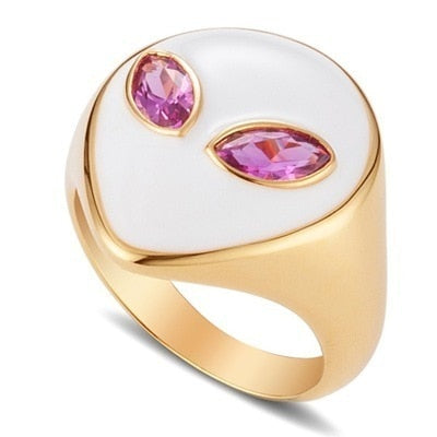 White & Pink Alien Ring - DARK MOON