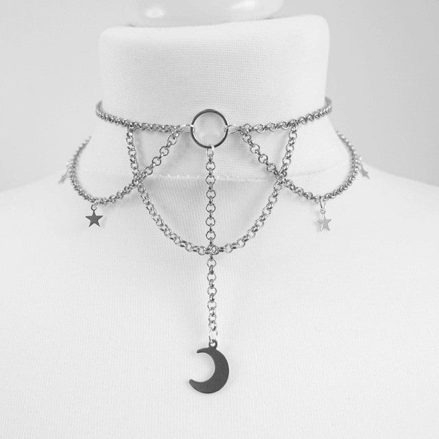 Crescent Moon Choker Necklace - DARK MOON