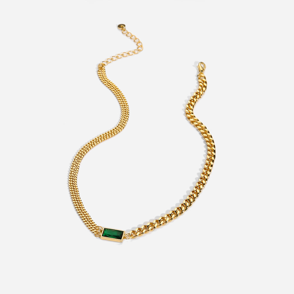 Gold & Green Chain Necklace - DARK MOON