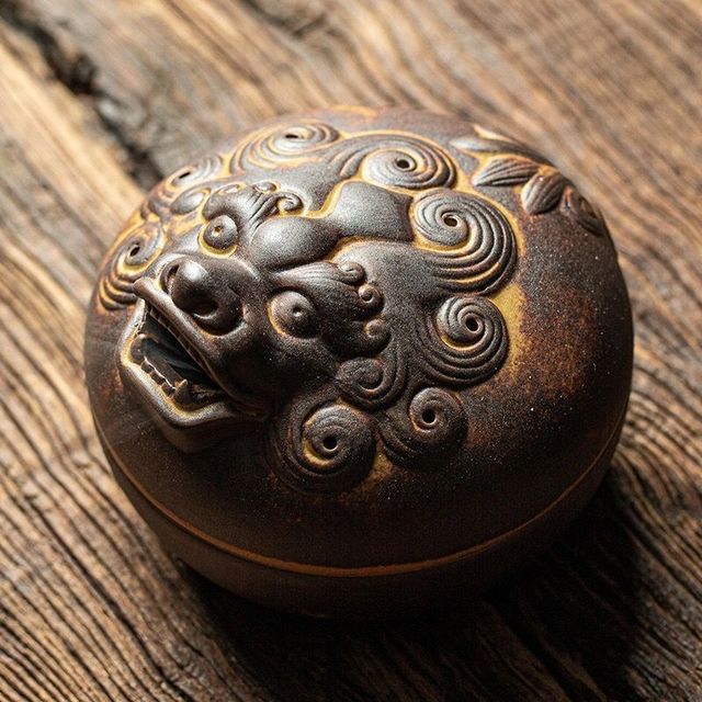 Foo Dog Round Incense Burner - DARK MOON