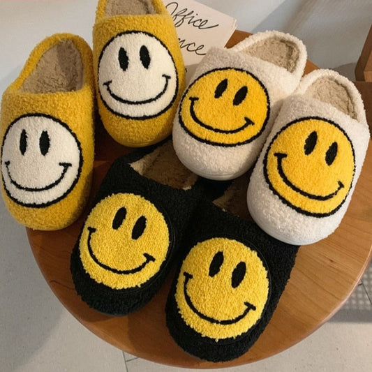 Smiley Face Slippers - DARK MOON