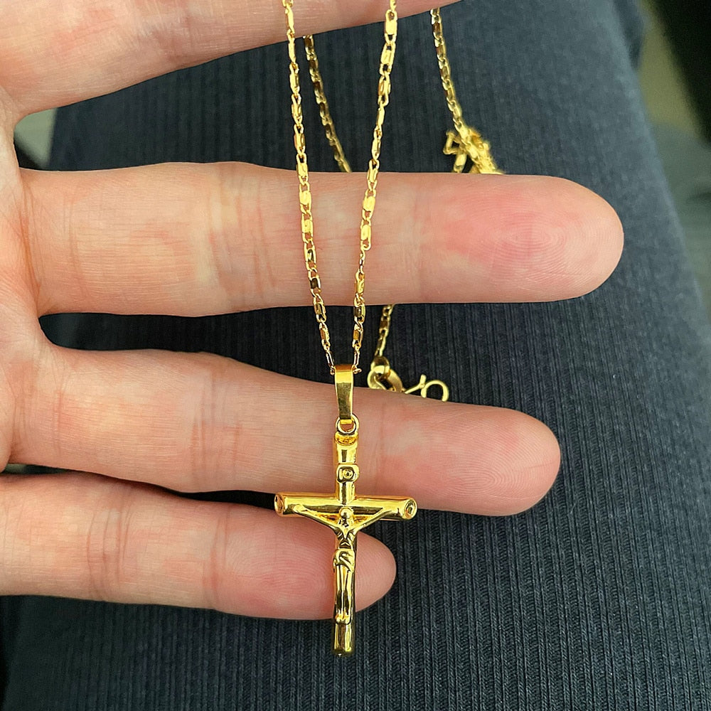 Gold Plated Crucifix Necklace - DARK MOON