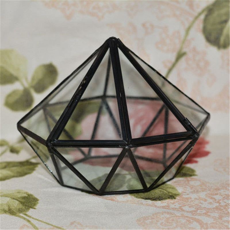 Diamond Shaped Glass Terrarium - DARK MOON