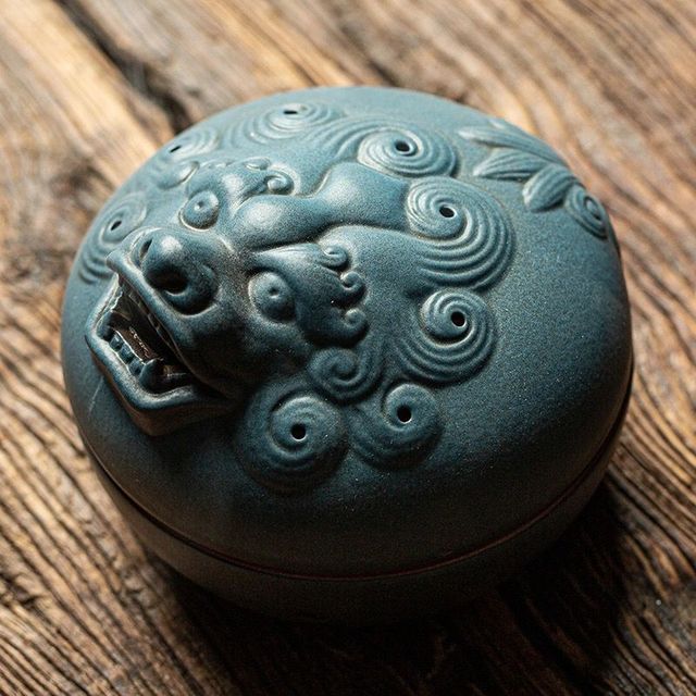 Foo Dog Round Incense Burner - DARK MOON