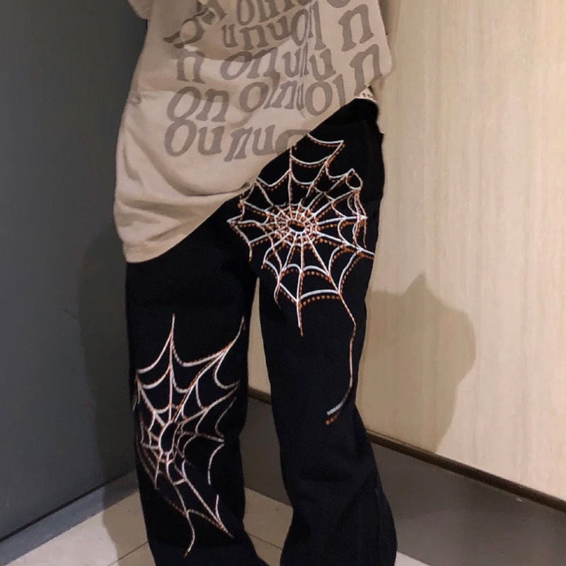 Spiderweb Loose Fit Jeans - DARK MOON