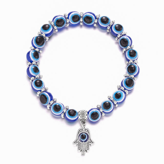 Evil Eye Beaded Bracelet with Charm - DARK MOON